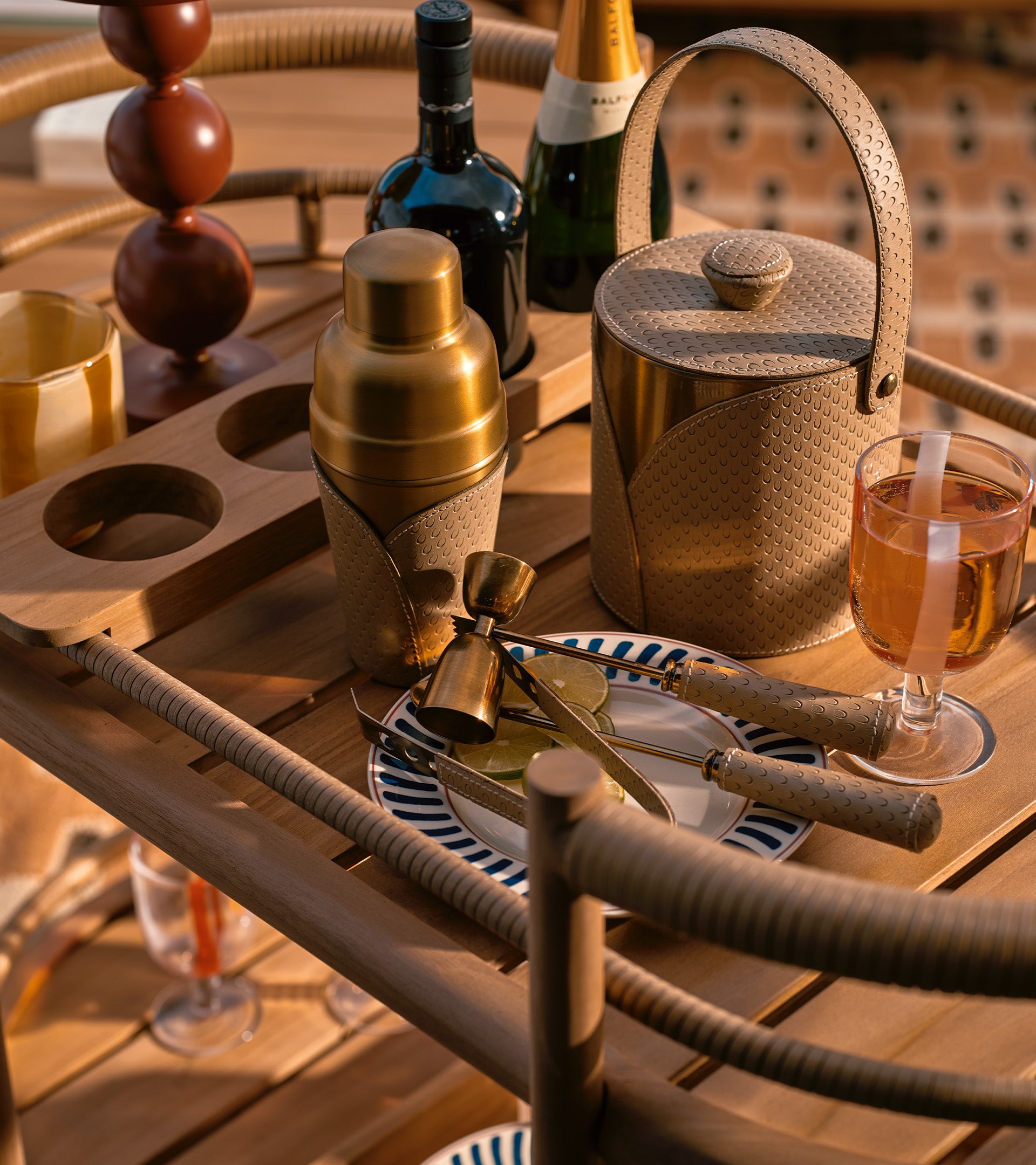 Emsworth Leather Cocktail Shaker - Taupe