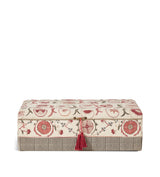 Sheki Upholstered Storage Ottoman - Charcoal/Venetian Red